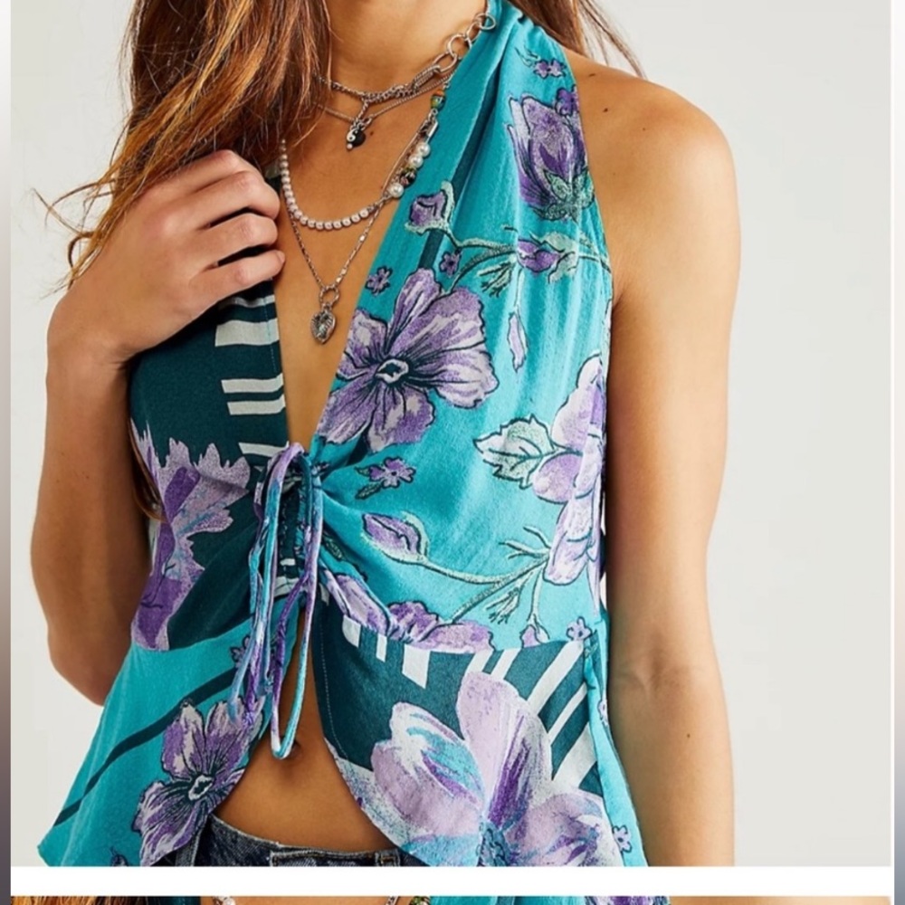 NWT✨️ FREE PEOPLE ✨️ Hot Tropics Floral Print Cinched Halter